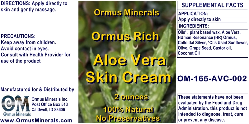 Ormus Rich Aloe Vera Skin Cream 2 OZ