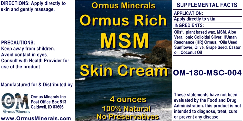 Ormus Minerals Ormus Rich MSM Skin Cream
