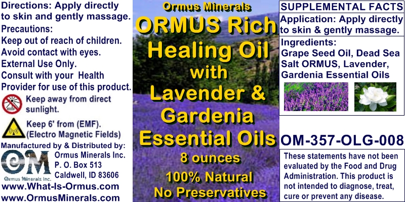 Ormus Minerals - Ormus Rich Healing Oil with LAVENDER and GARDENIA Essential Oils